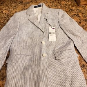 Boys linen blend seersucker blazer